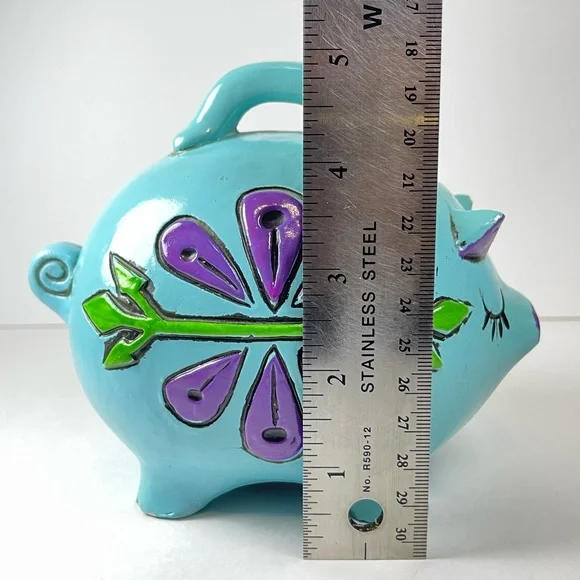 Vintage blue chalkware Piggy Bank - Picture 7 of 8